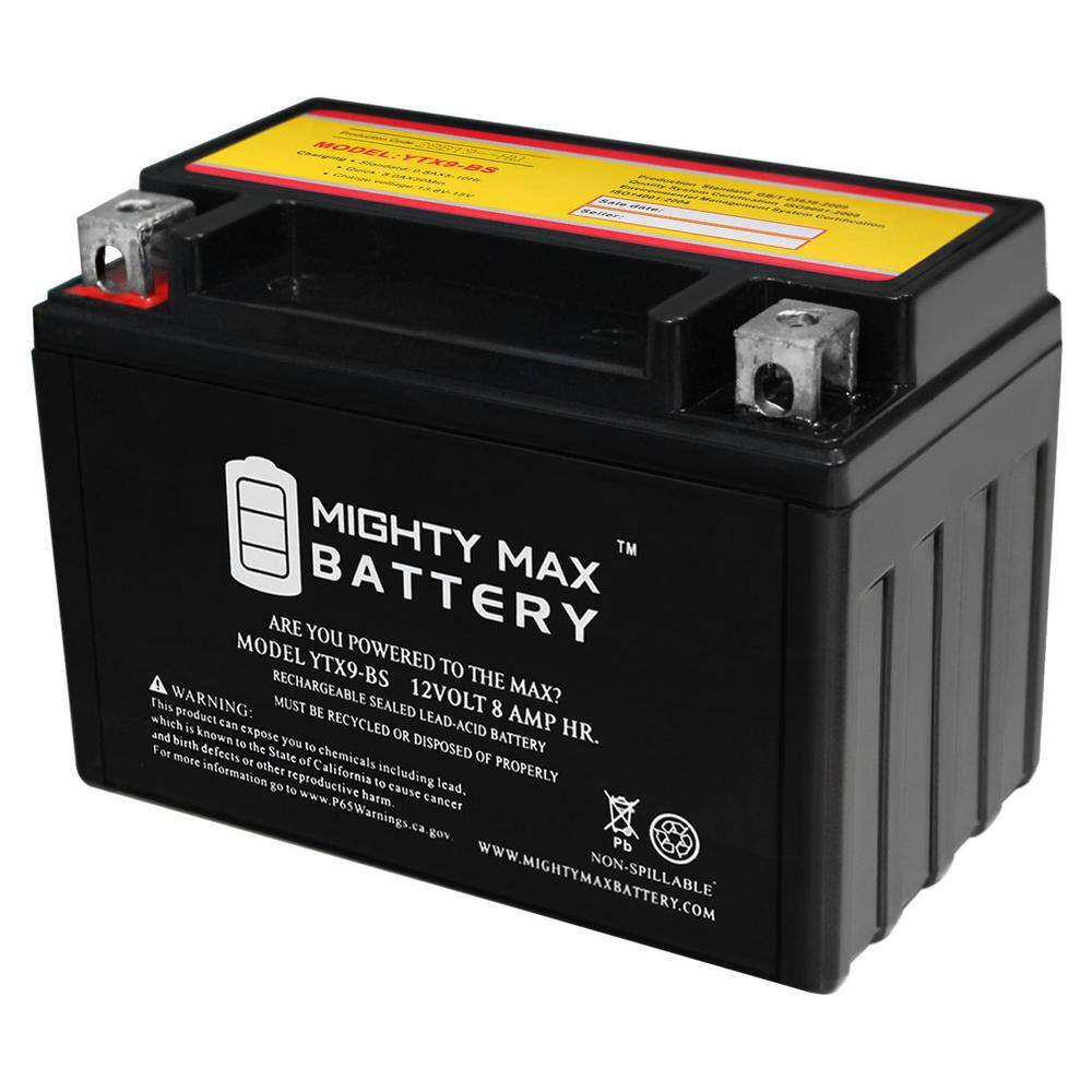 MIGHTY MAX BATTERY 12-Volt 8 Ah 135 CCA Rechargeable Sealed Lead Acid (SLA) Powersport Battery YTX9-BS98
