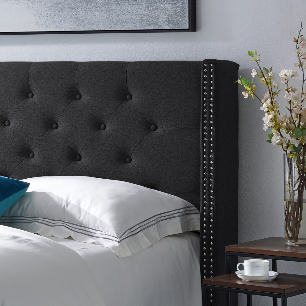 Debby Contemporary Upholstered Queen/Full Headboard   Transitional   Headboards   by GDFStudio  Houzz