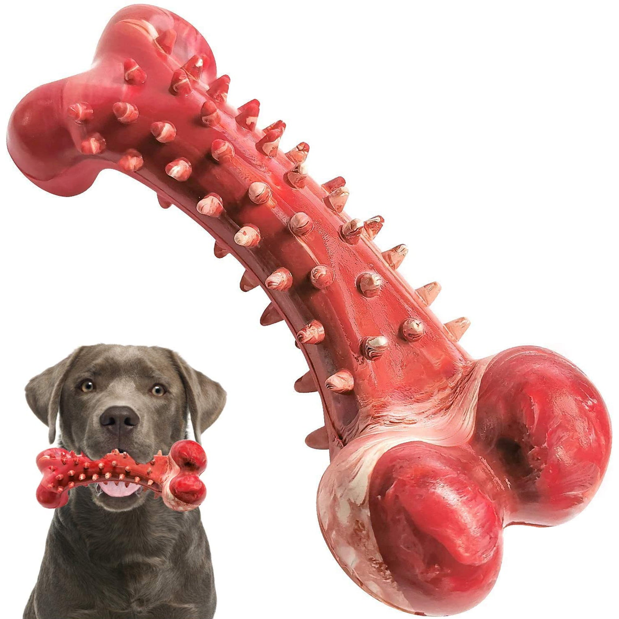 Pet Deluxe Dog Chew Toys for Aggressive Chewers Large Breed，Durable Dog Bones Interactive Dog Toys， Indestructible Tough Natural Rubber Dog Chew Toys for Medium Dog Teeth Cleaning