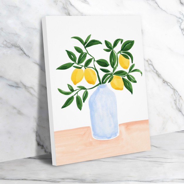 Americanflat Botanical Farmhouse Lemon Tree Branch In A Vase By Sabina Fenn Wrapped Canvas