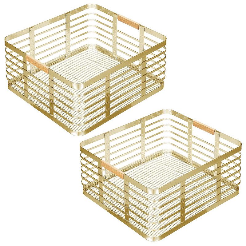 mDesign Metal Rustic Medium Food Storage Bin Basket - 2 Pack