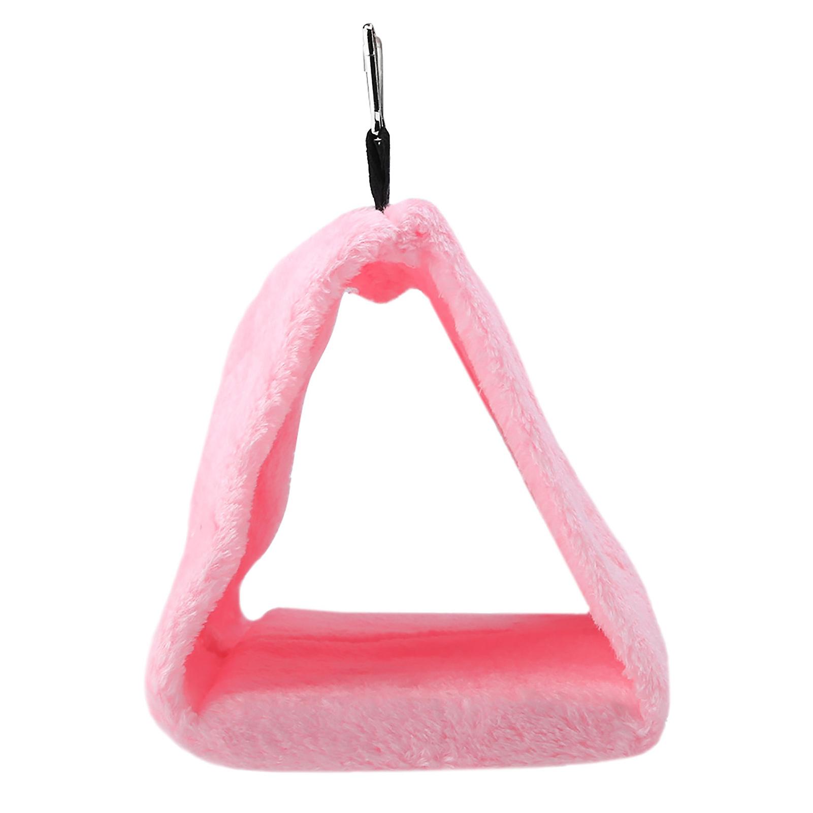 Soft Plush Hammock Hanging Cage Tent For Birds Parrot Winter Warm Bed Pet Toy (pink S)