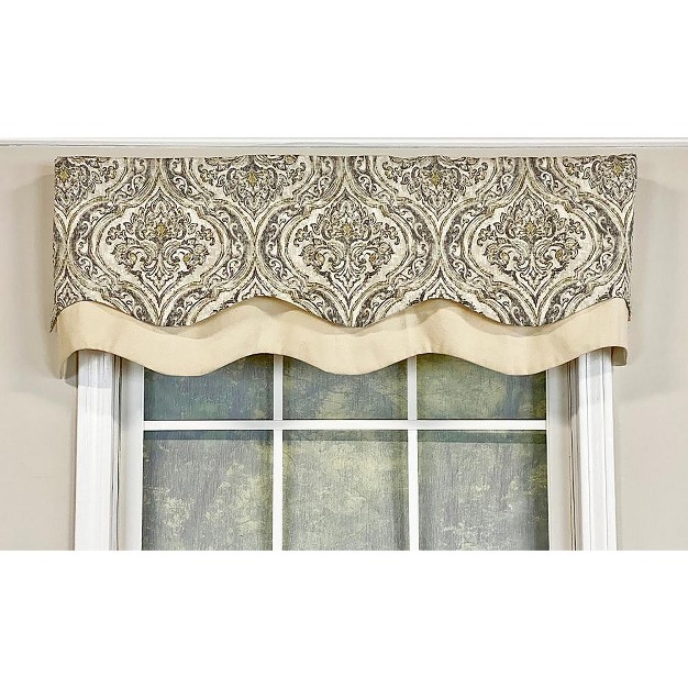 Diamond Damask Glory Window Valance 3in Rod Pocket Layered 50in X 16in By Rlf Home