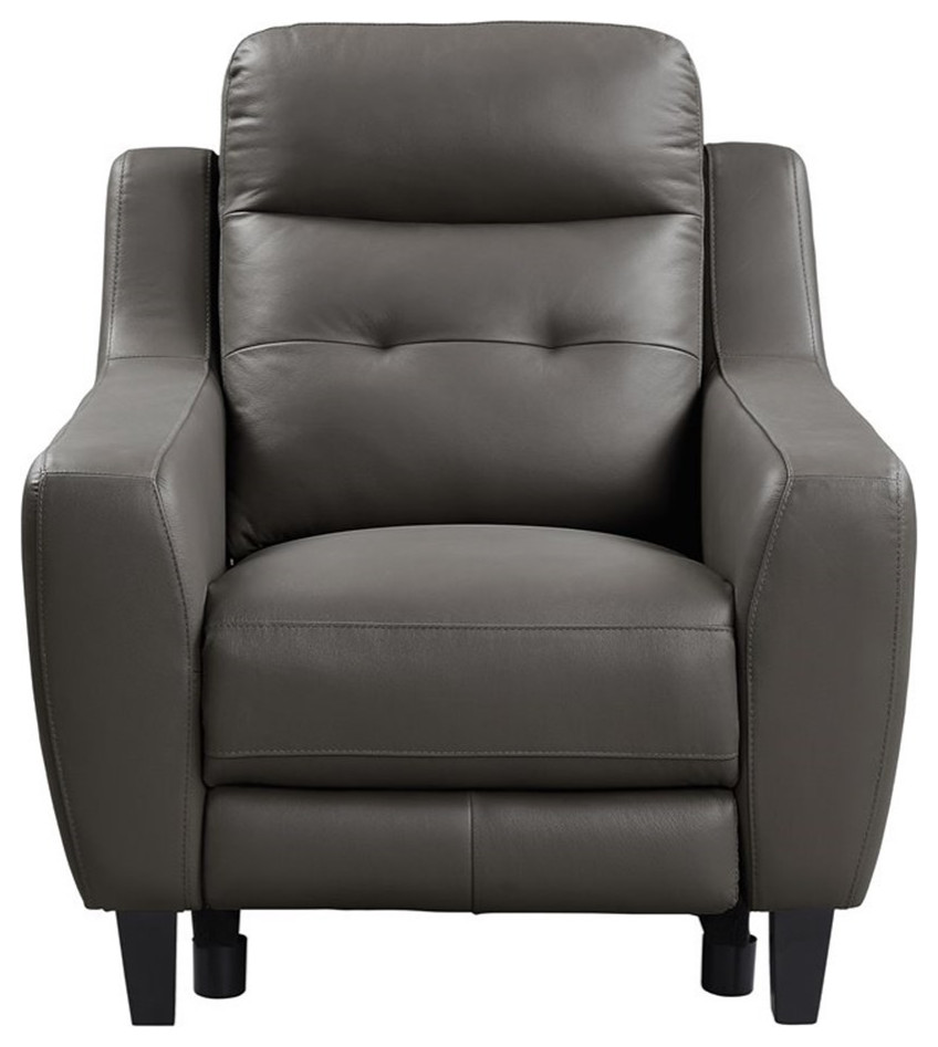 Bowery Hill 19.5 quotModern Leather Power Reclining Chair in Grayish Brown   Contemporary   Recliner Chairs   by Homesquare  Houzz