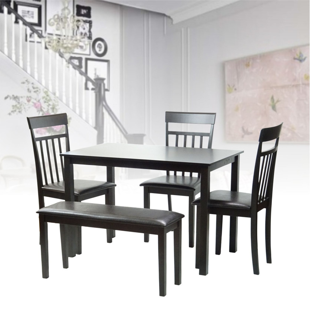 Set of 4 Dining Kitchen Side Chairs Warm Solid Wooden   Transitional   Dining Chairs   by RattanUSA  Houzz