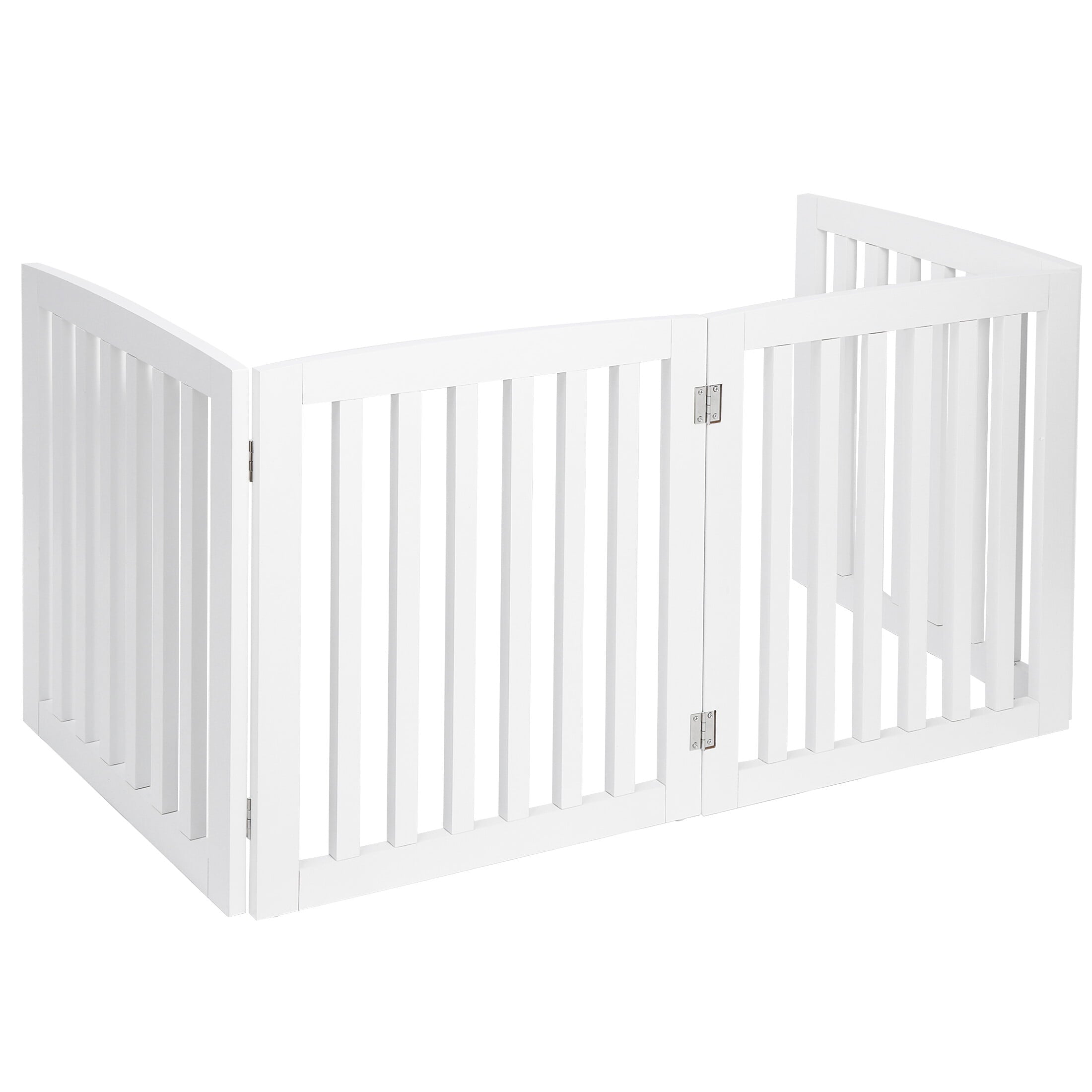 HomGarden Foldable Pet Gog Gate - 4 Panels 24'' Tall Fence for Doorways Stairs， White