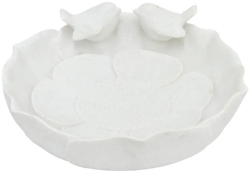 White Resin Bird Feeder Dish