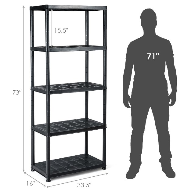 5 tier Storage Shelving Freestanding Heavy Duty Rack 33 5 x27 x27 l X 16 x27 x27 w X 73 x27 x27 h black