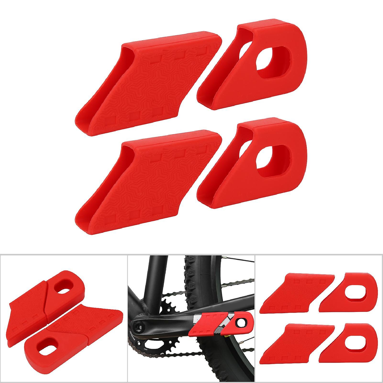 4pcs Silicone Bike Crank Protection Sleeve Arm Boots Protector Bicycle Accessory (red)