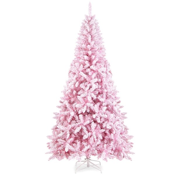 Gymax 7.5FT PreLit Hinged Artificial Snow Christmas Tree Decor Tree