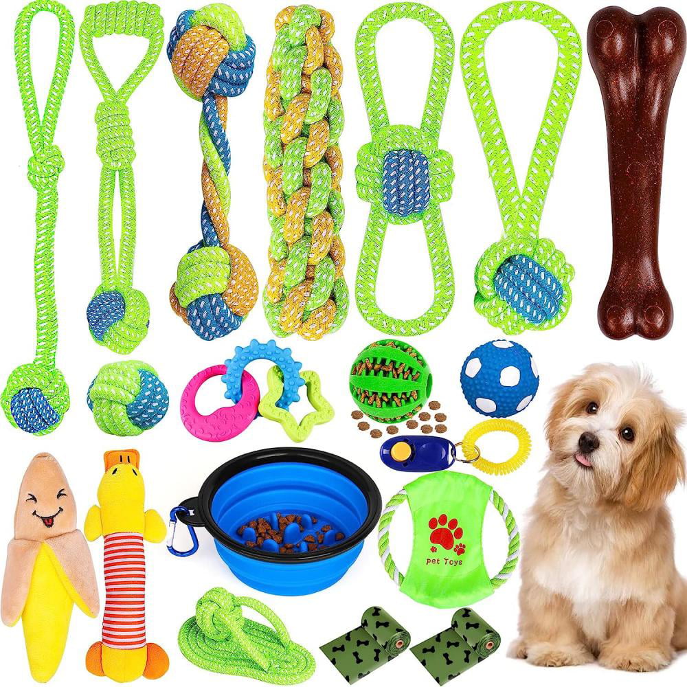 Puppy Chew Toys For Teething， 19 Packs Puppies Chew Toys for Boredom，Interactive Washable Tough Teething Dog Rope Toys，for Puppies Small Medium Dogs