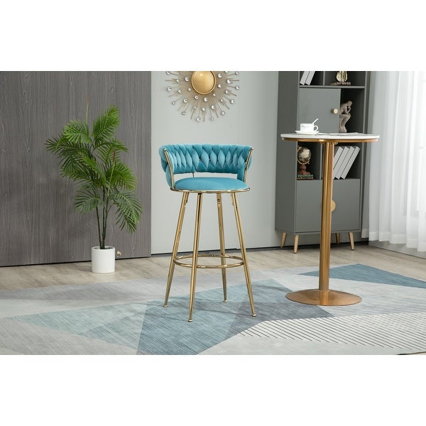 Low Back Bar Stool Light Luxury Bar Chair with Circular Footrest