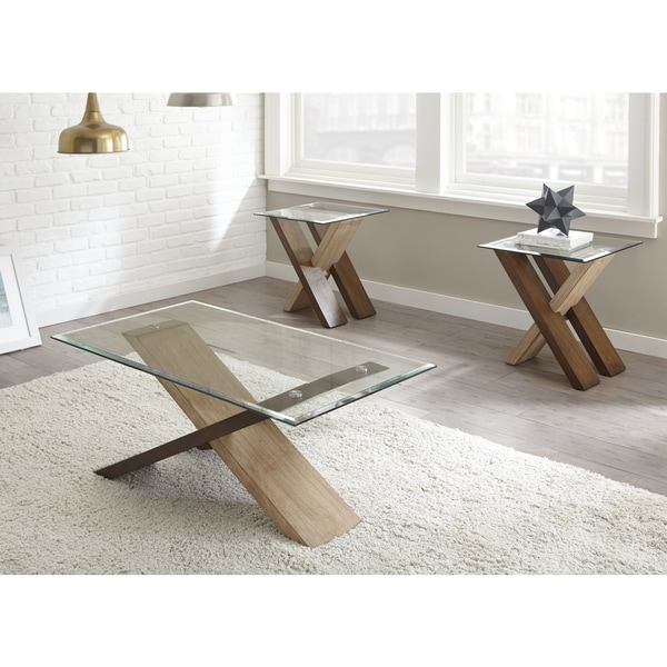 Tennyson Two-tone Wood and Glass Top End Table by Greyson Living