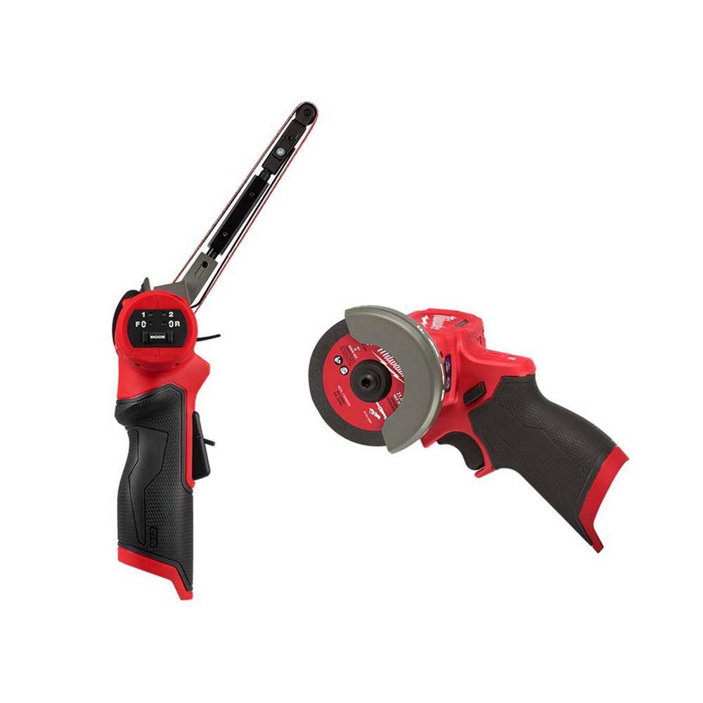 MW M12 FUEL 12V Lithium-Ion Brushless Cordless 12 in. x 18 in. Bandfile and M12 FUEL 3 in. Cut Off Saw 2482-20-2522-20