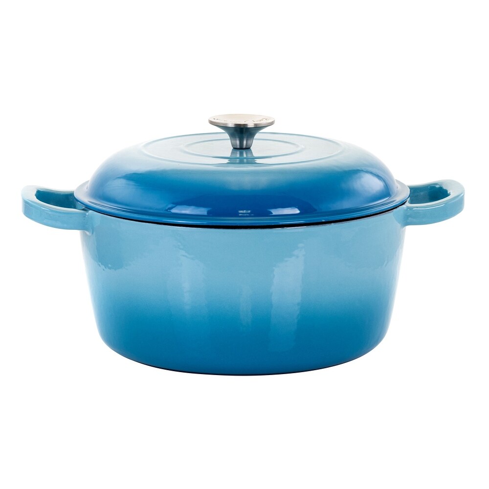 MegaChef 5 Qt Cast Iron Casserole Dish w/ Ombre Enameled Coating