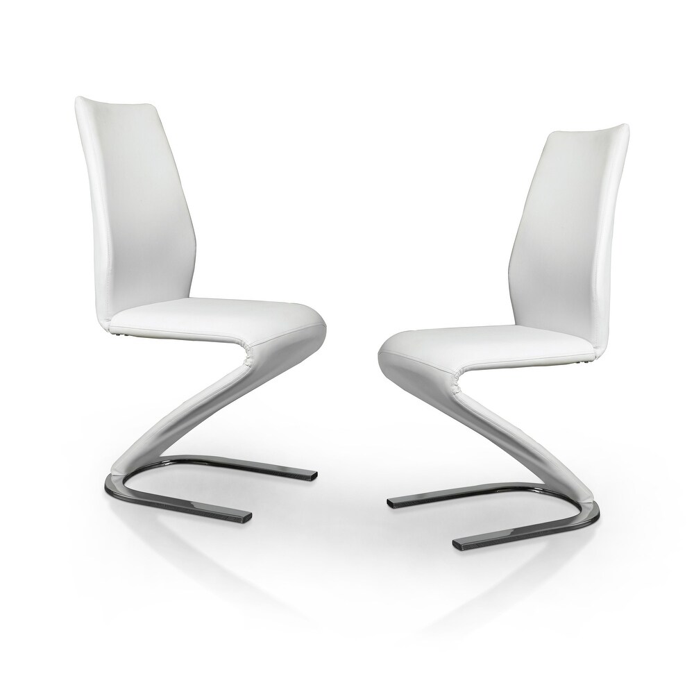 Borm Modern White Faux Leather Dining Chairs (Set of 2) by Furniture of America