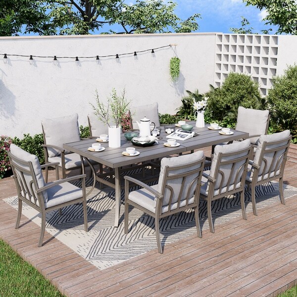 35.5'' W Outdoor Aluminum Dining Table with Umbrella Hole