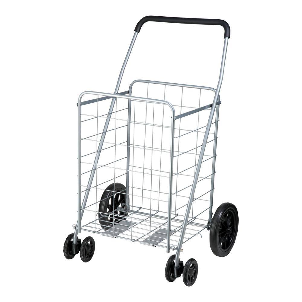 Honey-Can-Do 1-Compartment Steel 4-Wheeled Utility Cart in Silver CRT-09480