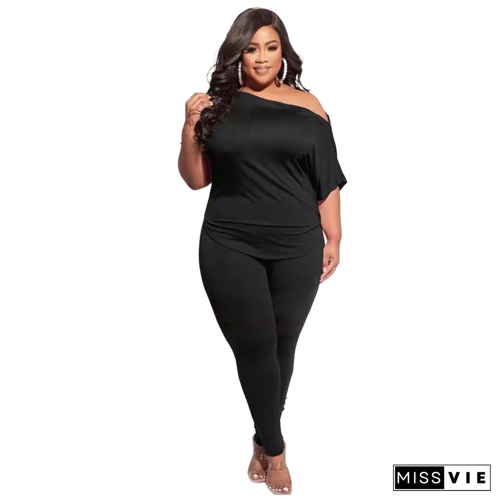 Plus Size Short Sleeve T Shirt Jogger Pants Tracksuits