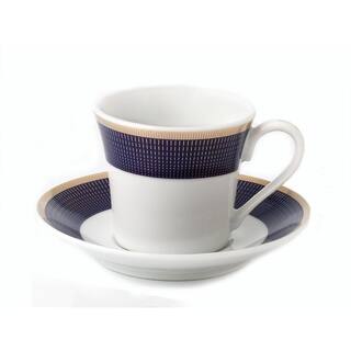 Lorren Home Trends Lorren Home 2 oz. Porcelain Espresso Set Service for 6-BlueGold Midnight-6