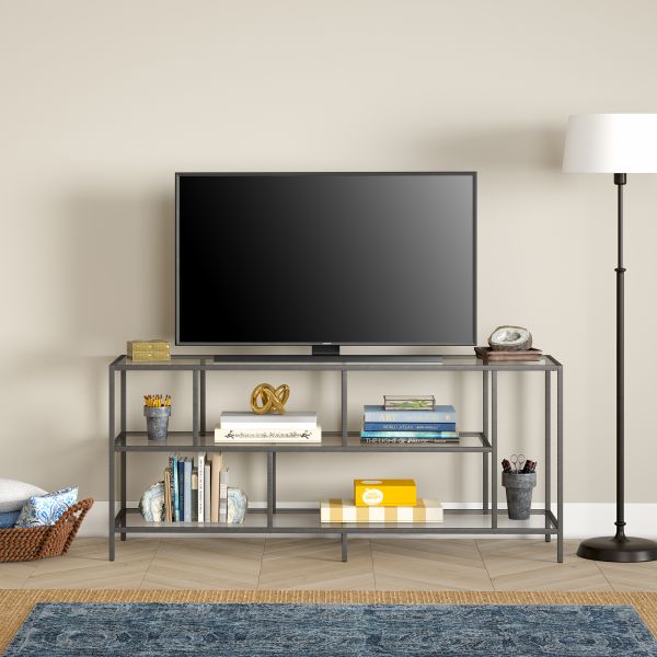 Winthrop Rectangular TV Stand with Glass Shelves for TV's up to 60