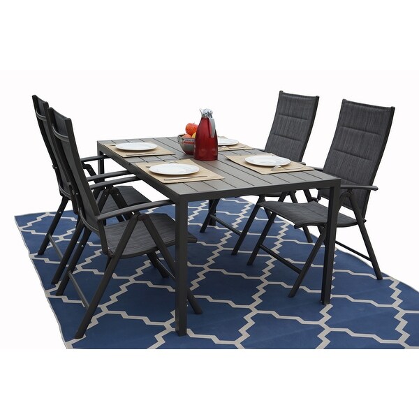 Kozyard Coolmen Outdoor Patio Dining Table with PowderCoated Frame and Wood Like Laminate Table Top