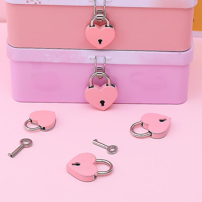 Small Metal Heart Padlock， Mini Lock With Key Compatible With Jewelry Storage Box Diary Book， Pink