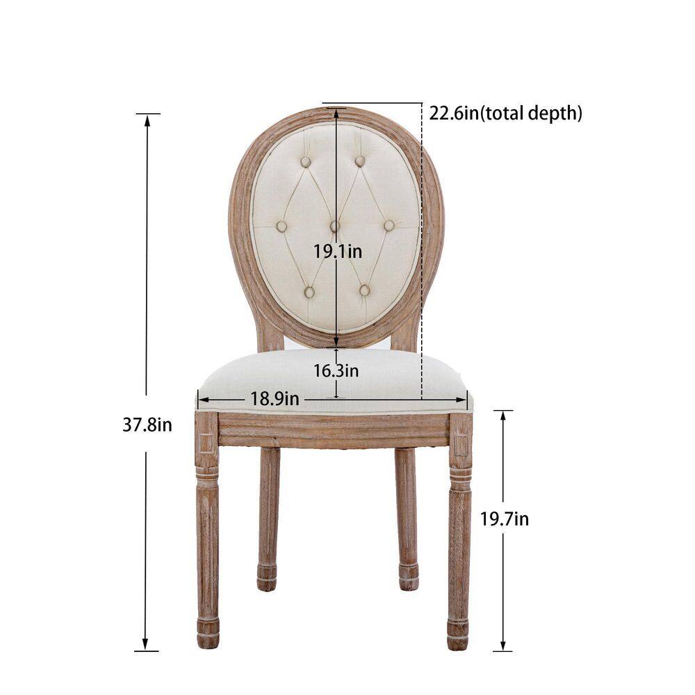 LUCKY ONE Saman 38in H Beige High Back Wooden Frame 20in Stool with Fabric Foam Seat High Bar Chairs With Rubber Legs（Set of 2） LO-HM38823