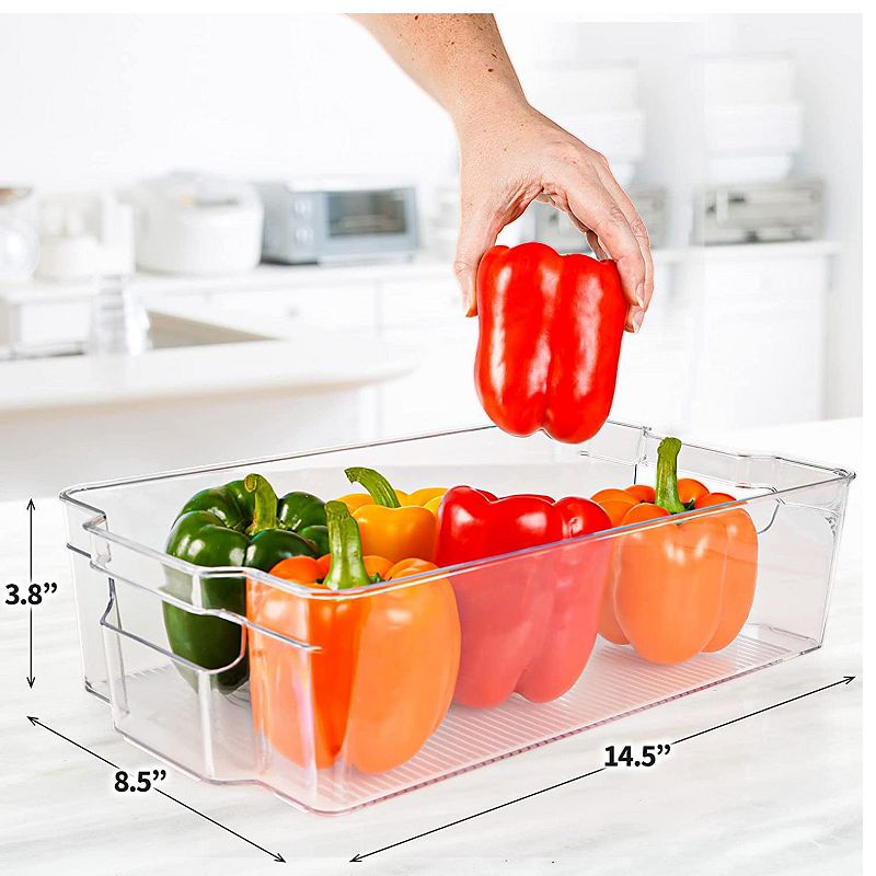 4 Pack Clear Refrigerator Organizer Bins