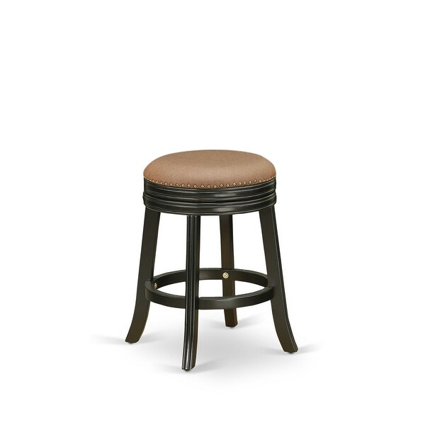 East West Furniture Devers Swivel Backless Barstool 24'' Seat Height And Pu Leather Roast (Color Options Available)