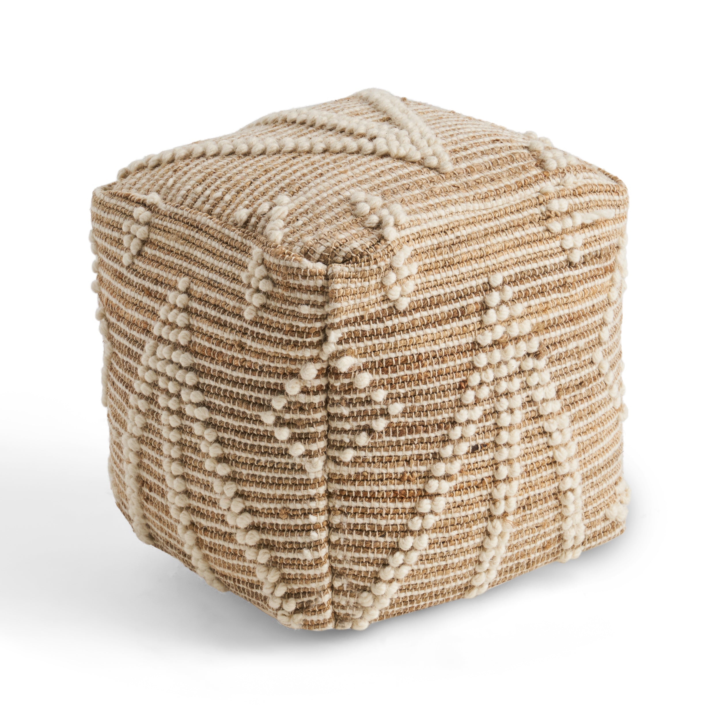 Khalila Boho Wool and Cotton Ottoman Pouf