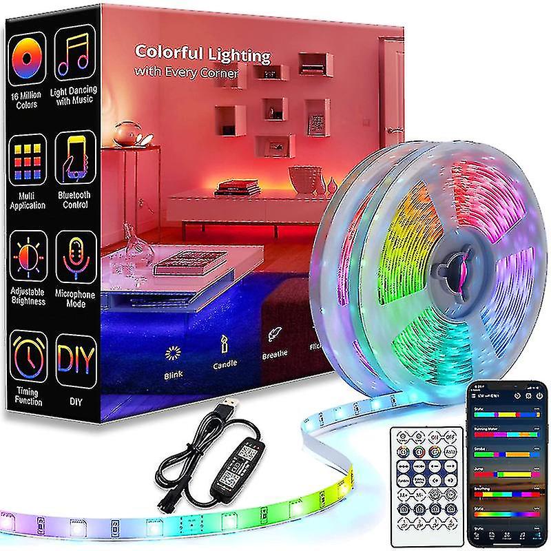 Led Strip 1m-30m Rgbic 2835 Bluetooth App Control Chasing Effect Lights Flexible Tape Diode Ribbon Tv Backlight Room Decorate