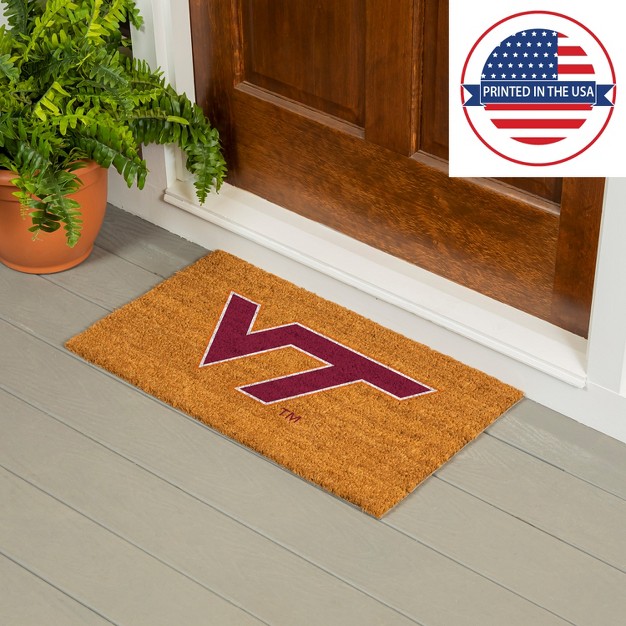 Evergreenncaavirginia Tech Hokies Logo Natural Coir 28 X 16 Inches Indoor Outdoor Doormat