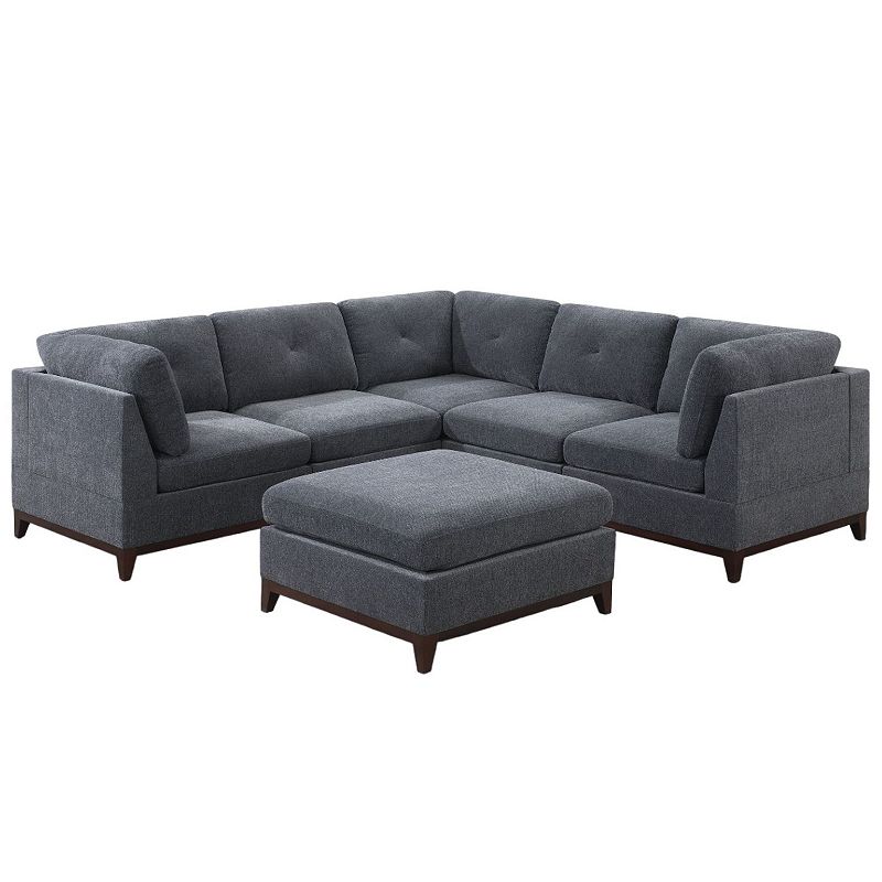 F.c Design 6pc Corner Sectional Couch Chenille Fabric Modular Living Room Furniture With Ottoman