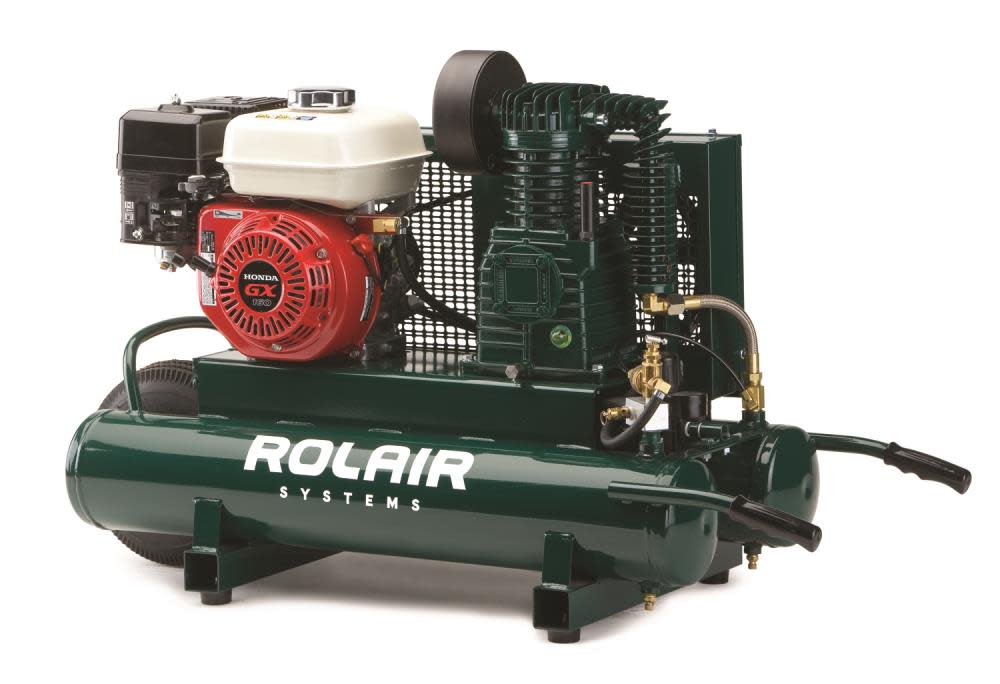 Rolair 5.5 HP Honda 9.3 CFM@90PSI 9 Gall Twin Tank Compressor 4090HK17-0001 from Rolair