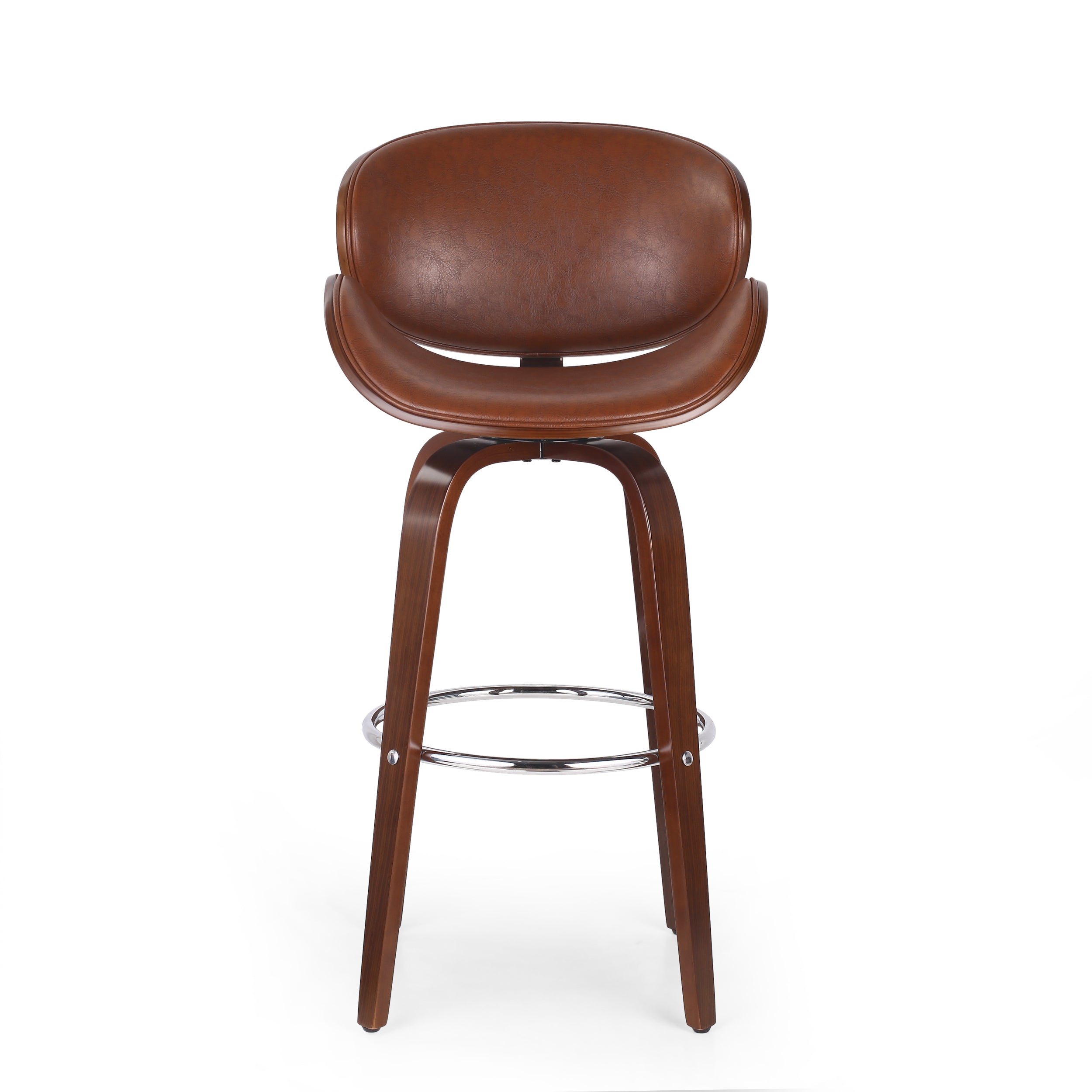 Candler Mid-Century Modern Upholstered Swivel Barstool