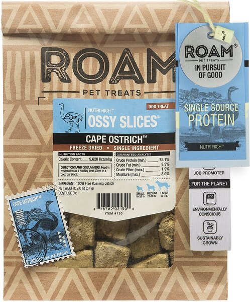 Roam Ossy Slices Cape Ostrich Freeze-Dried Dog Treats