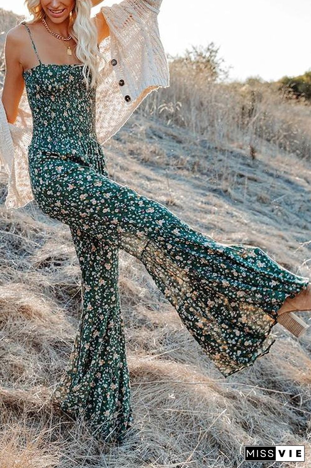 Floral Print Flares Slip Jumpsuit