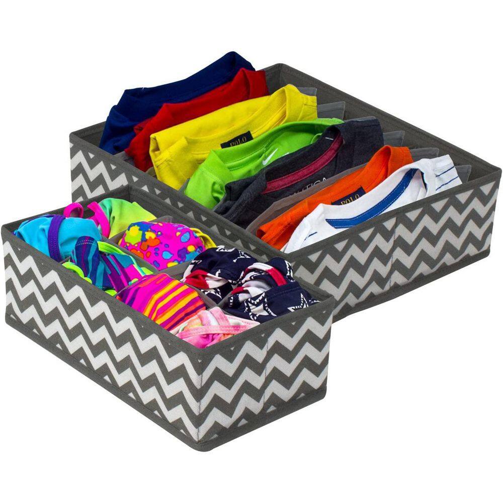 Sorbus 13.18 in. H x 3.54 in. W x 6.1 in. D Gray Chevron Pattern Dividers Storage Boxes Cube Storage Bin (4-Pack) DOK4-GRYPAT