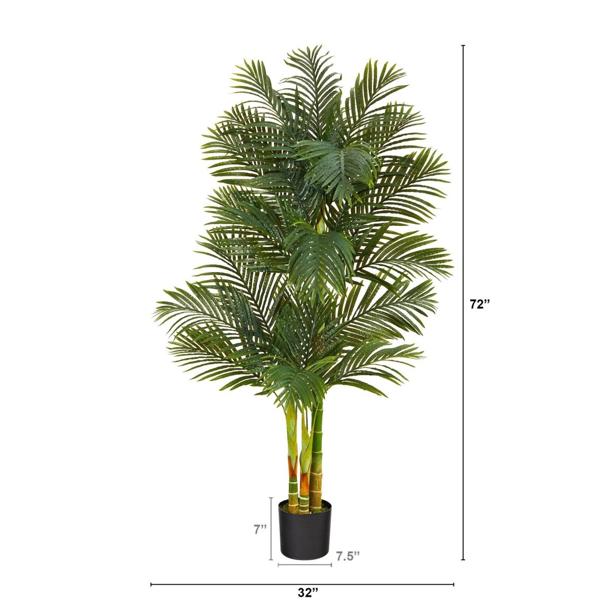 6' Triple Stalk Golden Cane Artificial Palm Tree | Lifelike Tropical Decor