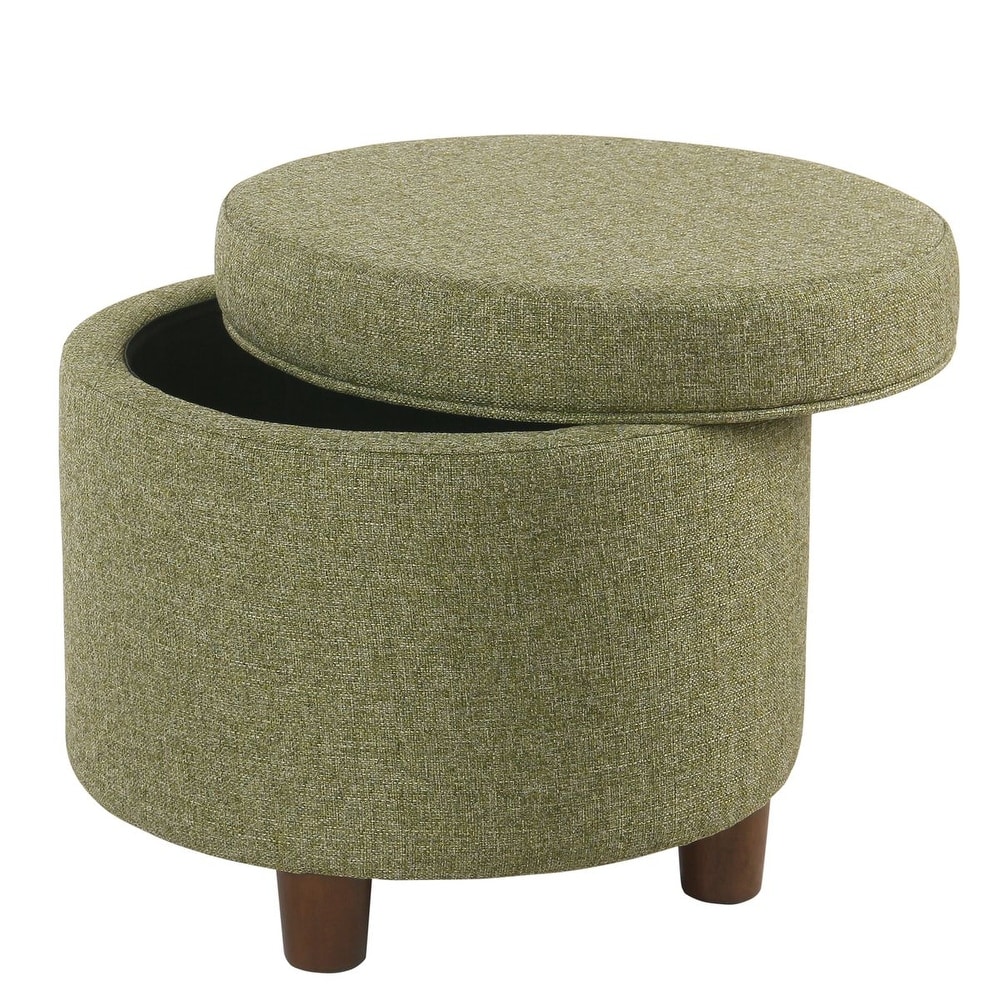 Porch   Den Parkchester Green Tweed Round Storage Ottoman