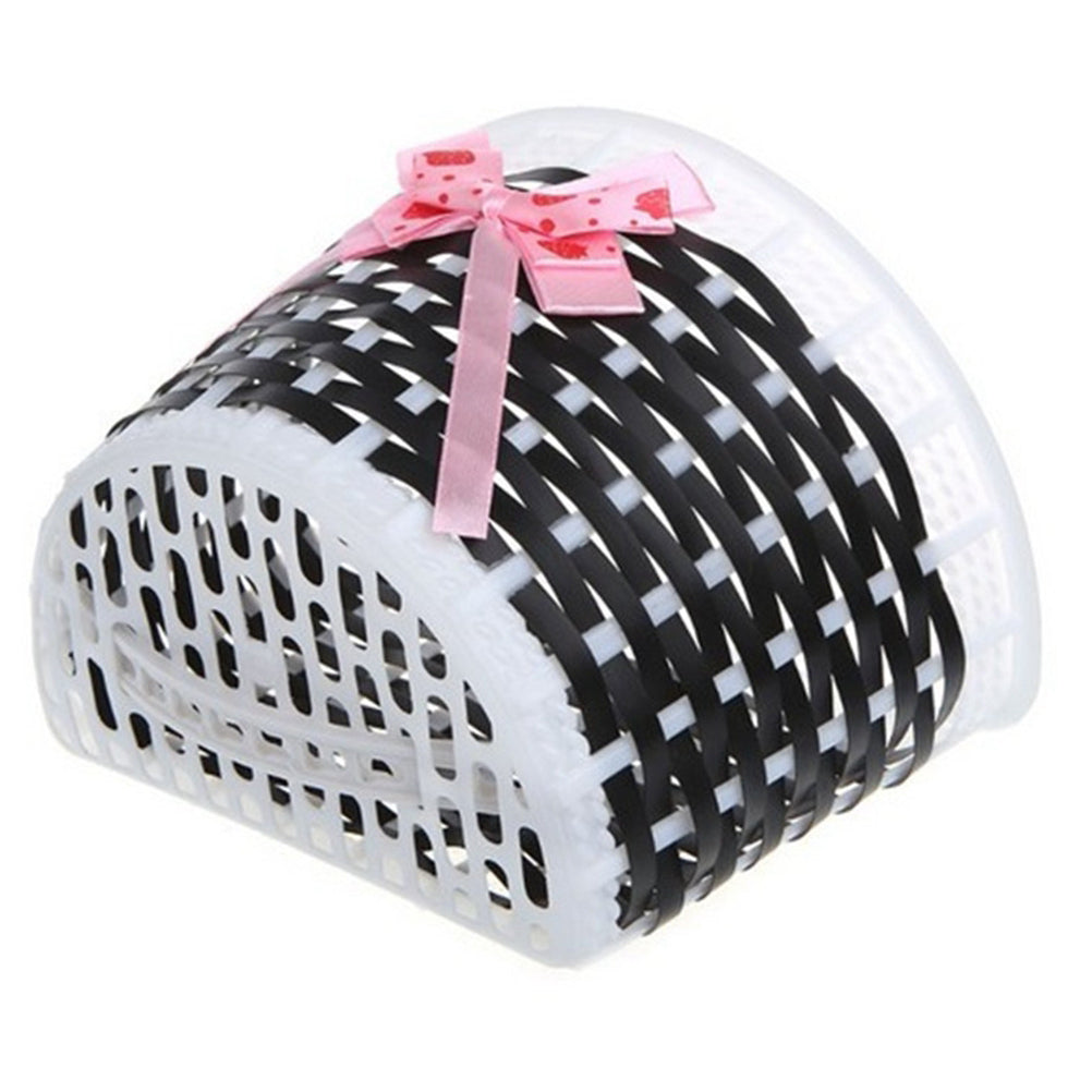 Hemoton Lovely Bike Basket Outdoor Knitted Bowknot Front Basket For Children Girl - Size S(Black)