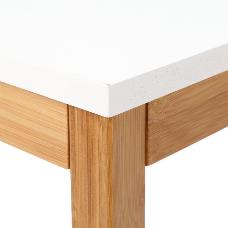 Three Layer Bamboo Side Table Rectangular White