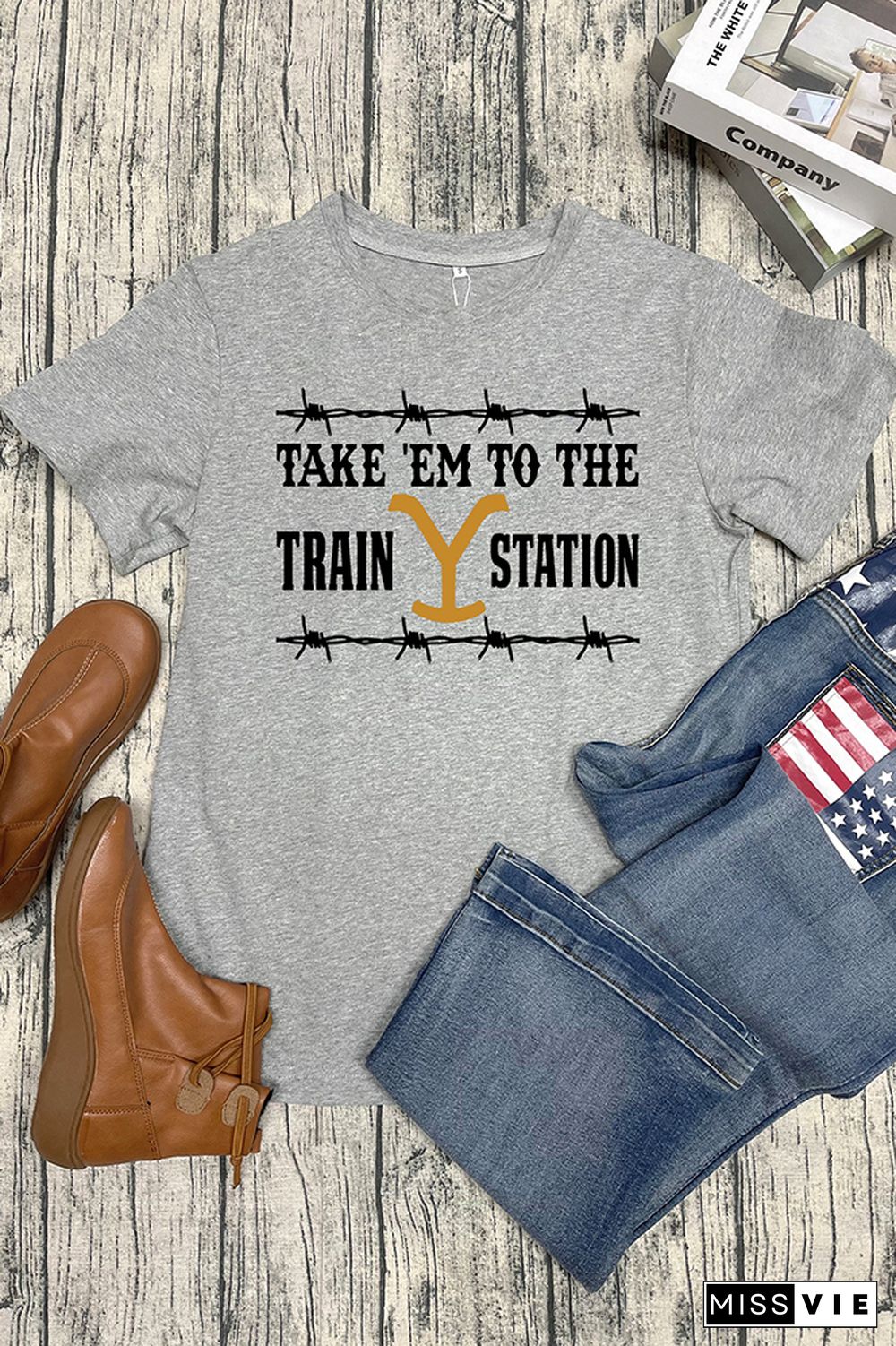 Take 'Em To The Train Station Short Sleeve Graphic Tee Wholesale