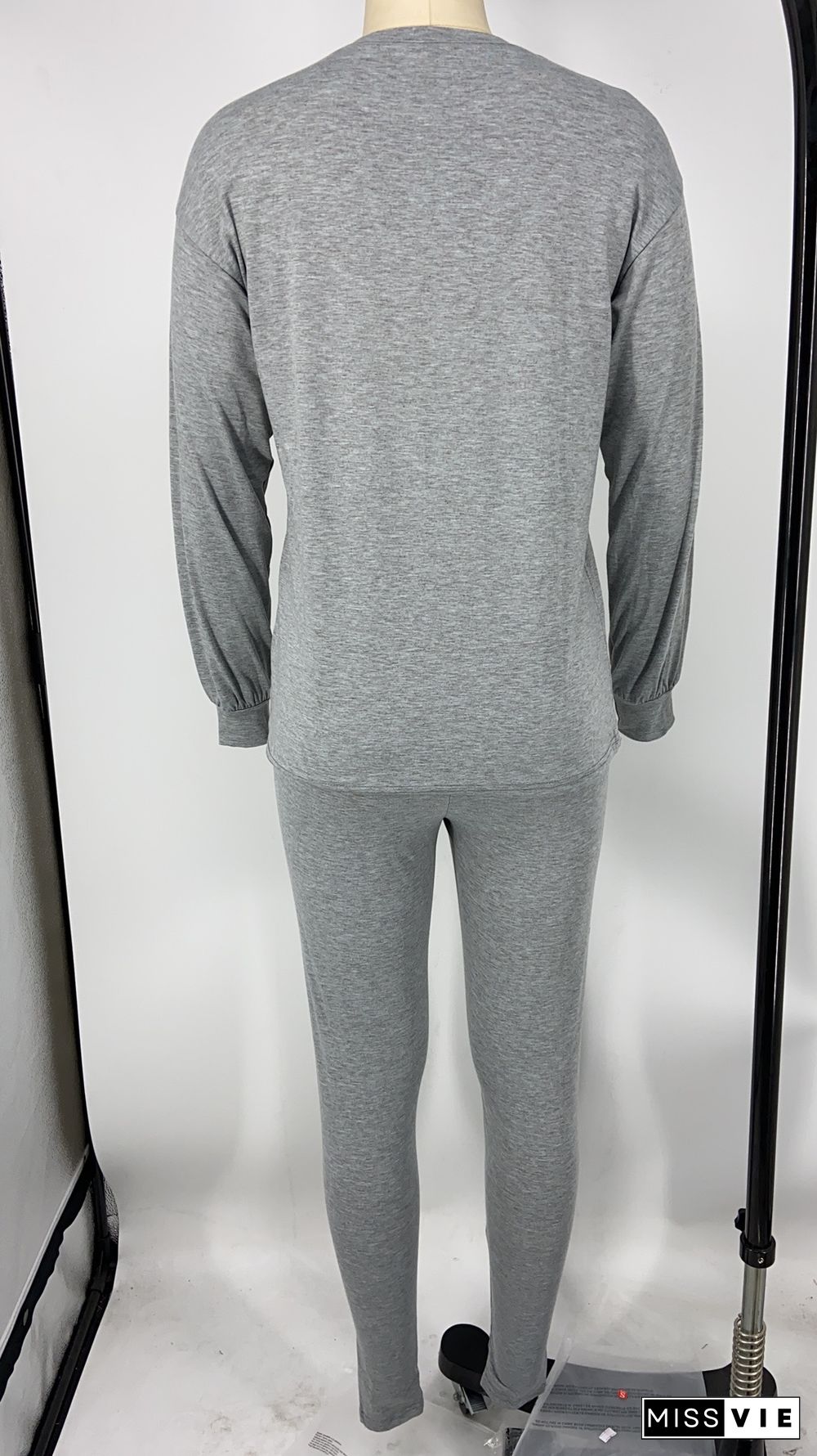 Classic Solid Long Sleeve Sweatshirt Jogger Pants Two-piece Set