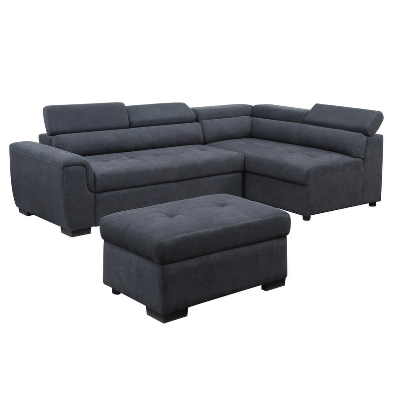 Haris Dark Grey Fabric Sleeper Sofa Sectional