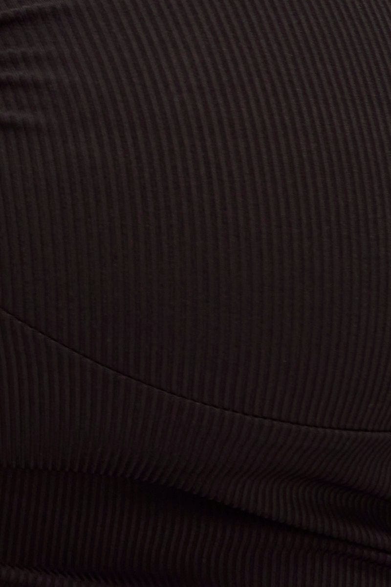 Black Crop Top Ring Detail Shoestring Strap Jersey