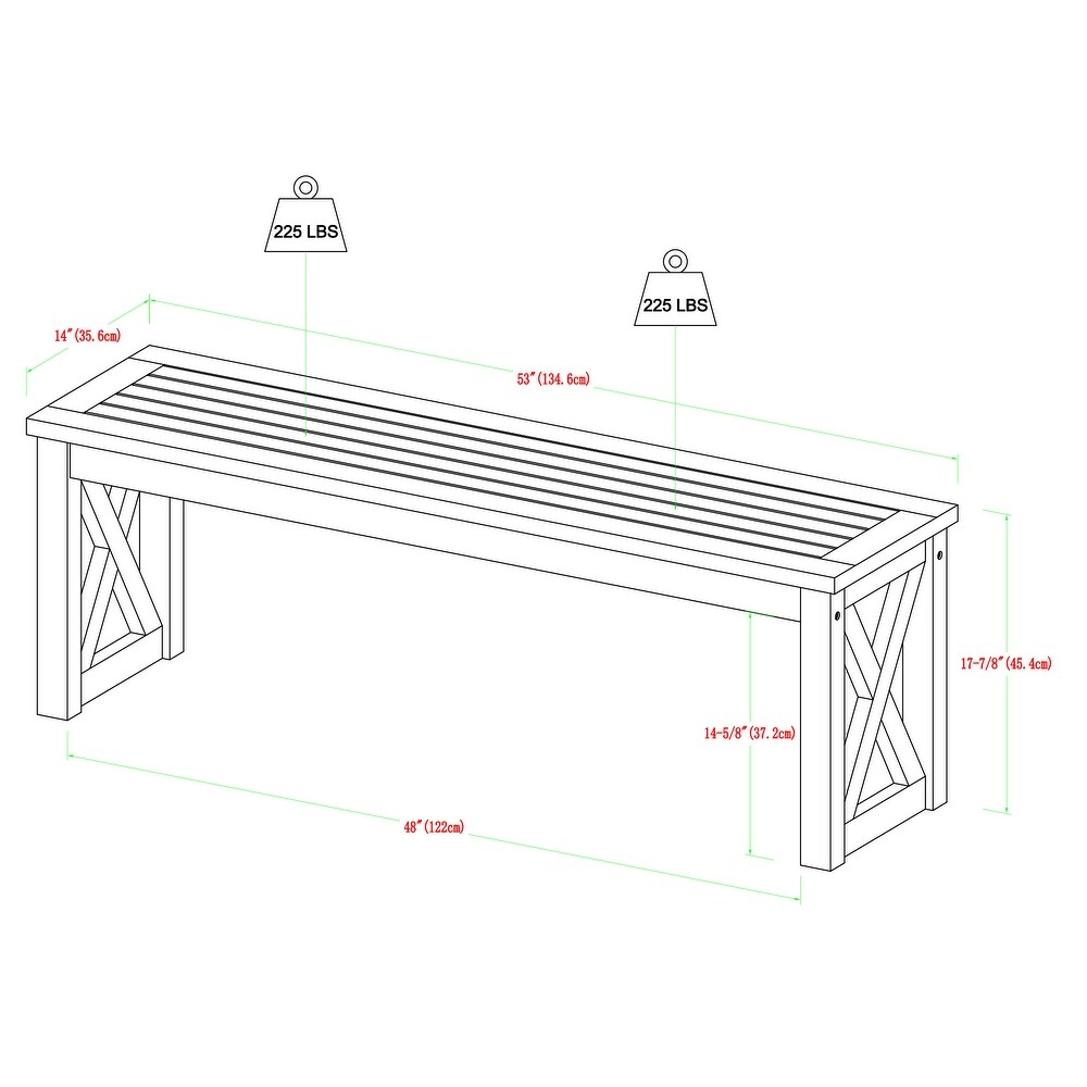 Middlebrook Surfside Acacia Wood X frame Outdoor Bench