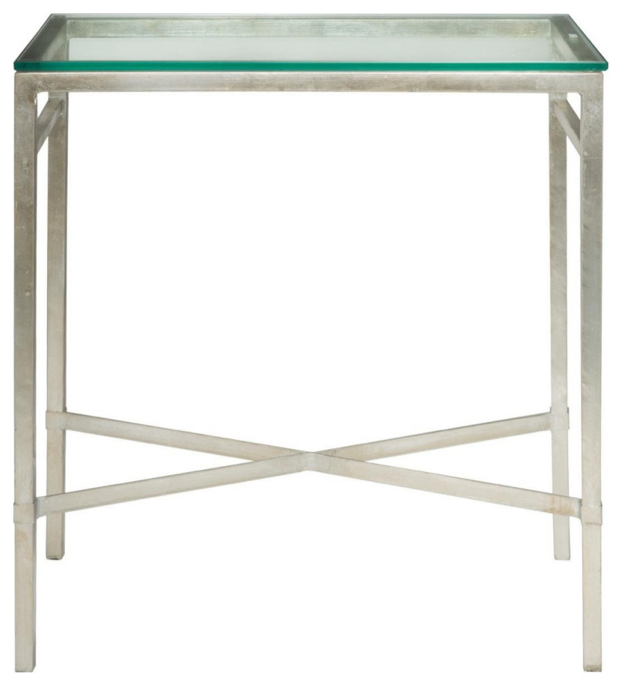 Lincoln Antique Silver Glass Side Table   Contemporary   Side Tables And End Tables   by Rustic Home Furniture Deco  Houzz