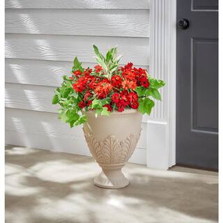 Vigoro 17 in. Hancock Large Antique White Plastic Urn Planter (17 in. D x 19 in. H) AC17DEAW